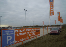 orange parking lot next to modlin airport